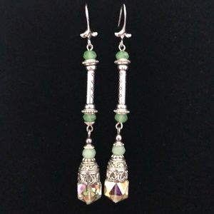 Beautiful silver and jade earrings.